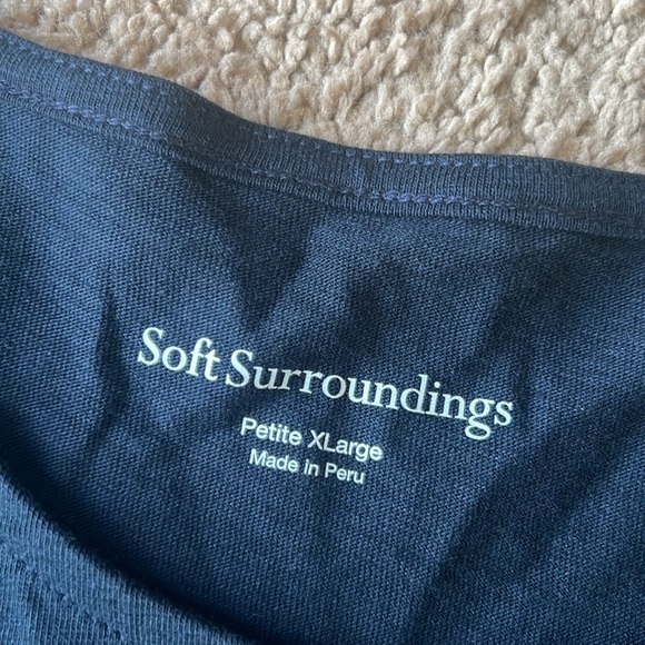 NWT Soft Surroundings Parisian Poet 3/4 Sleeve Top Navy Blue - Picture 4 of 8